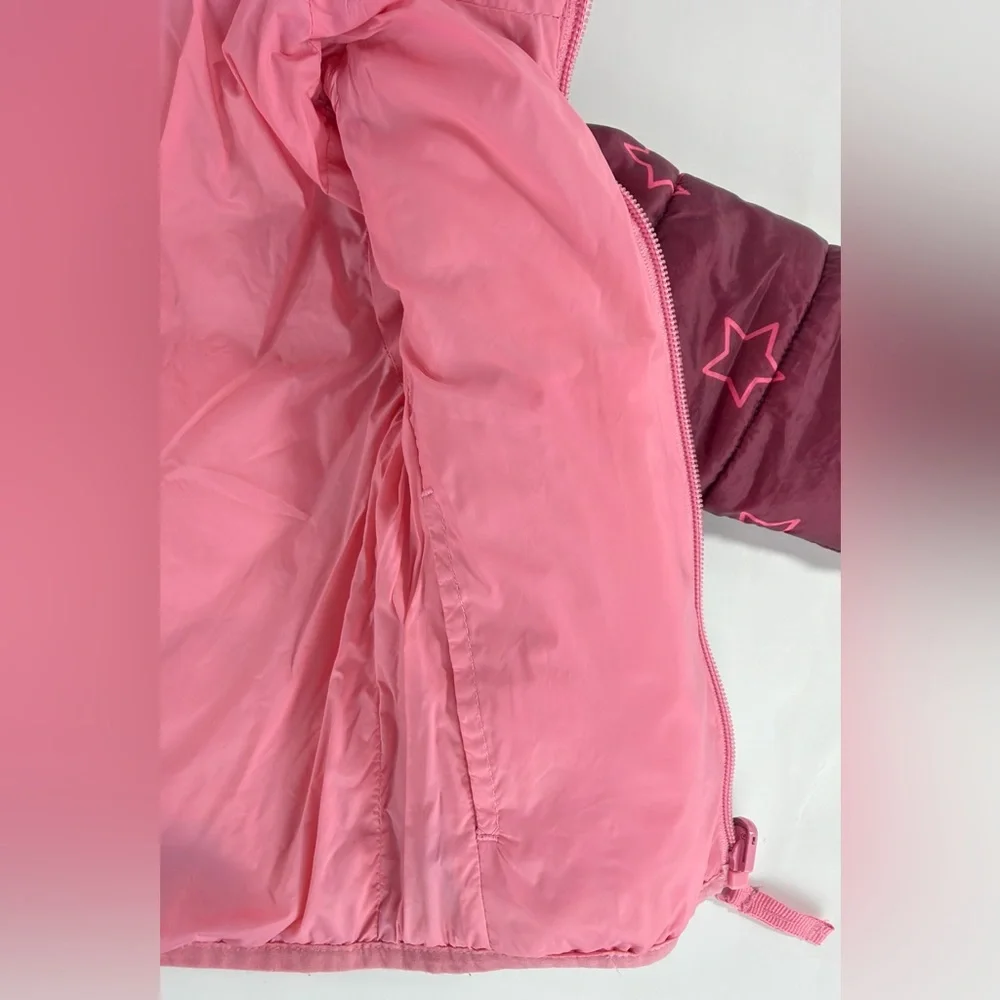Okie Dokie Girl 18mos Jacket Pink Stars Celestial Quilted Reversible Hood Puffer